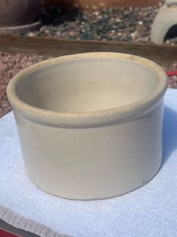 Vintage Stoneware Crock 1/2 Gallon Low Utility Jar Butter Tub Bristol Glaze Antique Farmhouse MCM