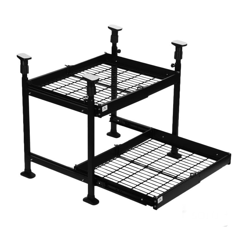 Pull Out Cabinet Organizer 2-Tier Wire Basket Slide Out Cabinet Drawer Pull Out Kitchen Cabinet Organizer Storage Shelves for Kitchen Bathroom, Double