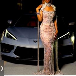 Elegant Crystal Embellished Wedding/ Prom Gown