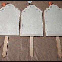 Set of 3 Wooden Gravestone Yard Signs 27" Full Height