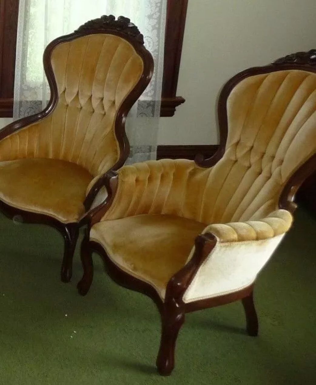 Kimball Solid Mahogany Victorian style parlor chair (2 chairs)