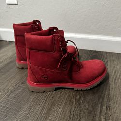 Red Timberland Limited Edition Waterproof Boots Women’s 8.5