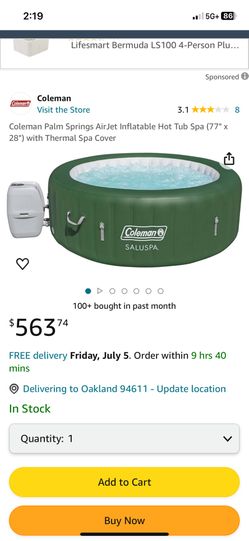 Coleman Palm Springs Air Jet Inflatable Hot Tub Spa