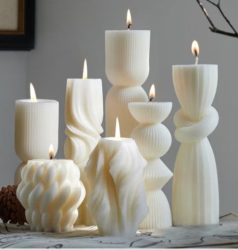 New 7Pcs Pillar Candles Soy Wax 