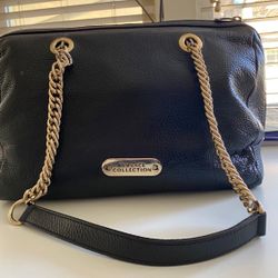Vintage Versace Collection Black Pebble Leather Shoulder Bag