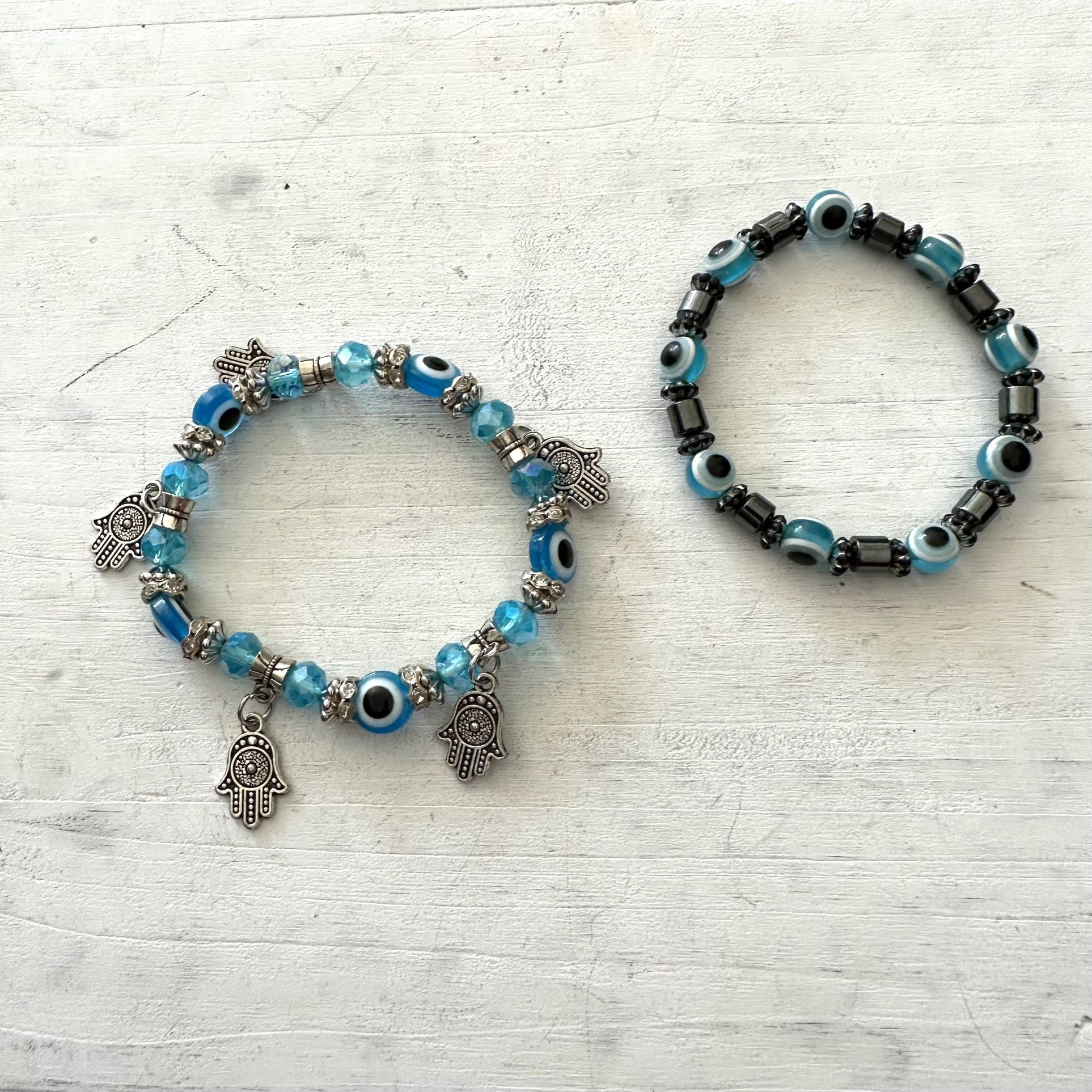 Bundle Of 2 Blue Hamsa Evil Eye Bracelets