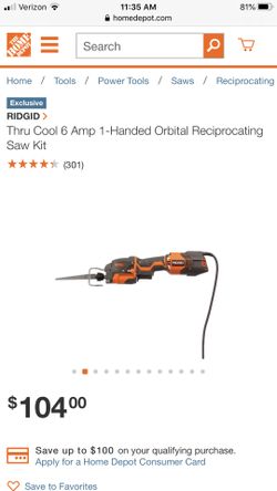 Ridgid 1-handed reciprocating saw