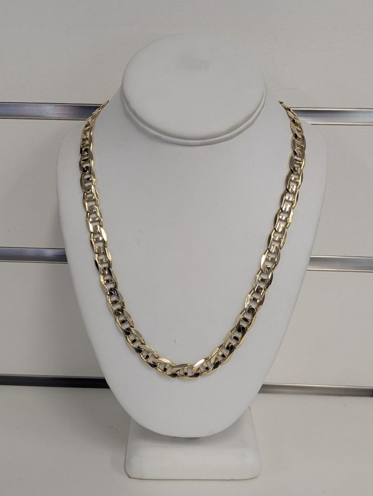 14kt Solid Yellow Gold 24" 9.5mm Mariner Link Chain
