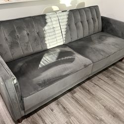 Perdue Velvet Square Arm Convertible Sofa 