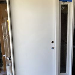 New front door , Jeld Wen , steel , left inswing , 54 by 81 1/2 by 4 9/16 jamb