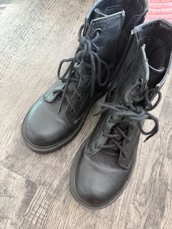 Girls Tillys Black Leather Lace-Up Combat Boots