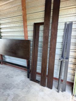 Queen brown wood bedframe