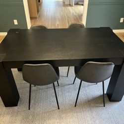 Crate & Barrel Dining Or Kitchen Table Black Wood