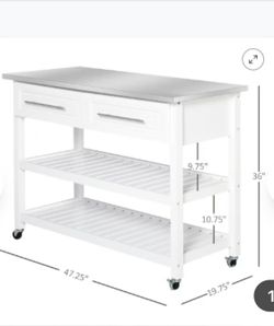 Kitchen island with stainless steel top