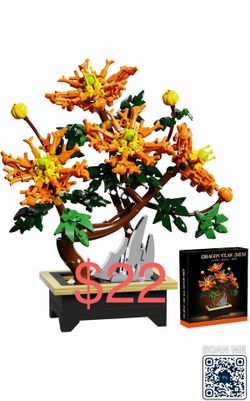 Chrysanthemum Botanicals Building Blocks for Adults, Artificial Flower for Dinner Table Centerpiece, Living Room Home Decor, DIY Craft Kit, Birthday G