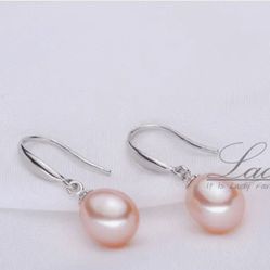 925 Sterling, Silver Peach/Pink Pearl Earrings [EAR82]