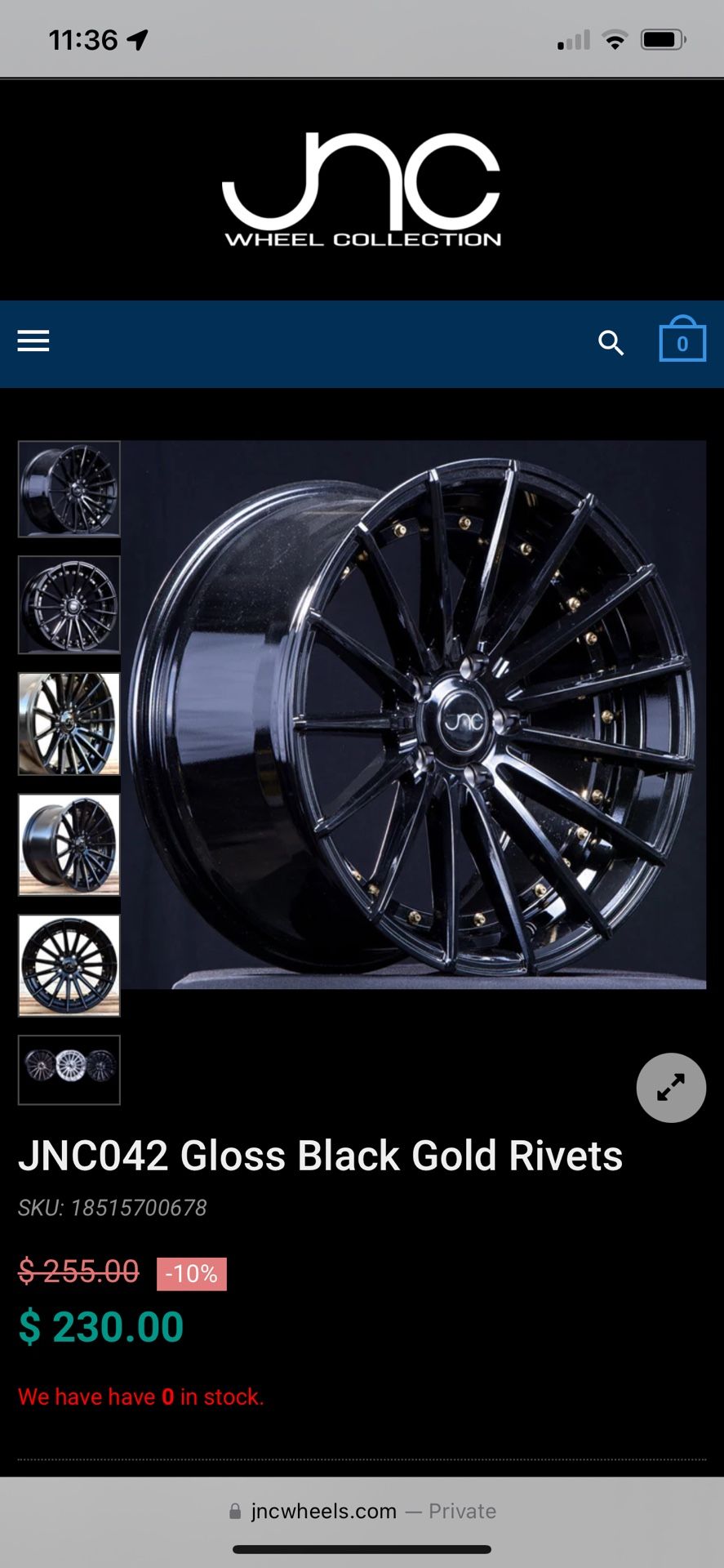 JNC 042 Black w/Gold Rivets 18" Staggered Wheels 5x114.3 +35 Set