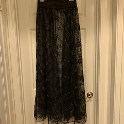 Blithe Elegant Black Lace Women Maxi  Skirt