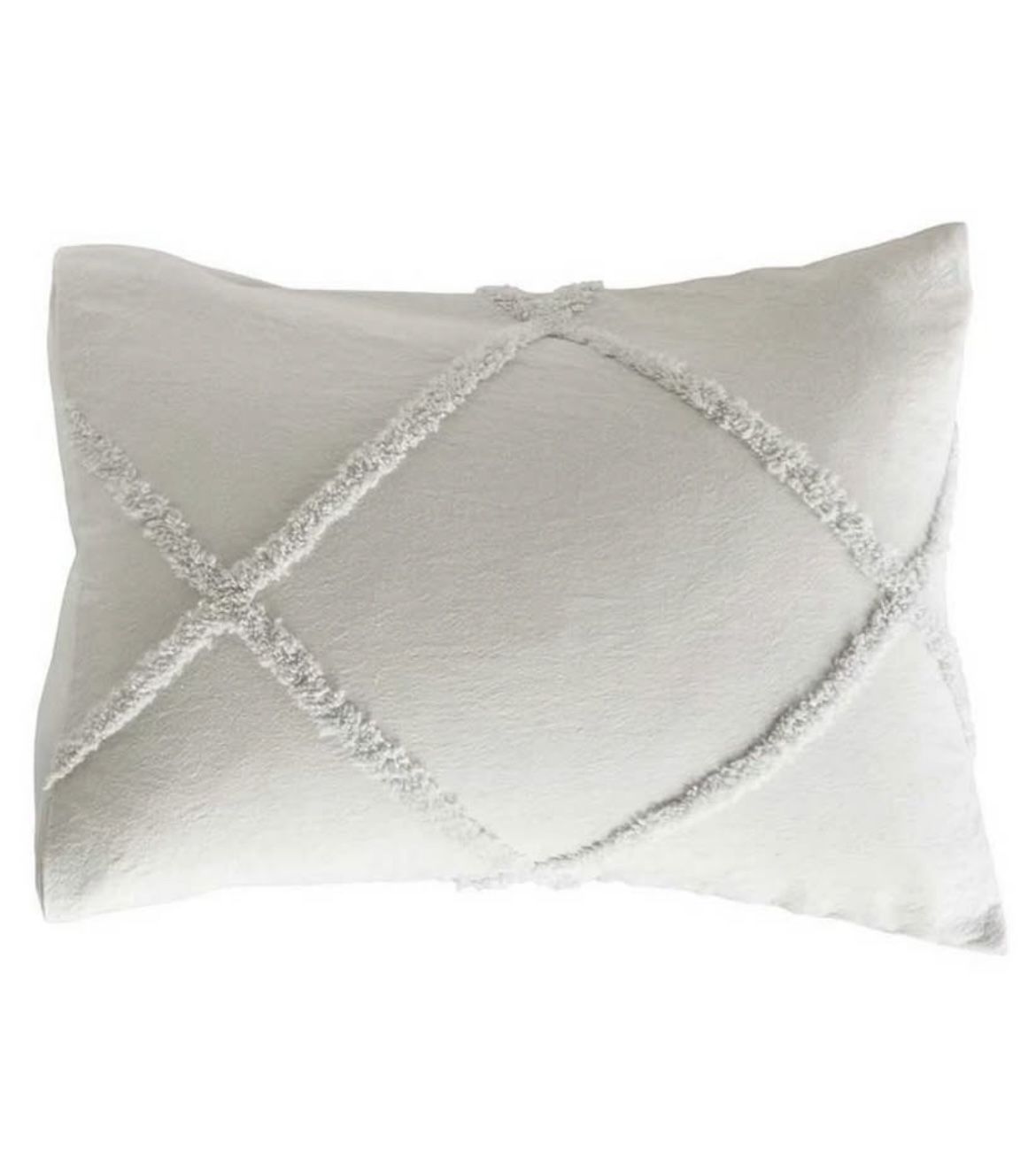 Peri Home Chenille Lattice King Sham, Grey, Cotton, Chenille Tufted 20”x 36”, Adult