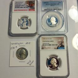 Set of (4) Beautiful Silver Quarter Dollar Coins for Collecting
