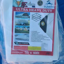 7ft × 40ft Ultra Heavy Duty White Tarp