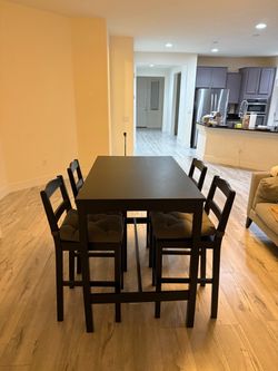 5-Piece Counter Height Dining Table Set – Dark Brown