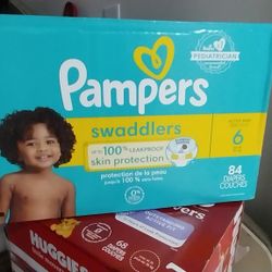 PAMPERS SWADDLERS SIZE 6 $38 