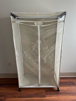 Portable Wardrobe Closet with Cover on Wheels