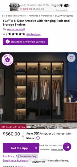 Wade Logan 8-Door Armoire with Hanging Rods and Shelves