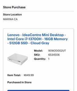 Lenovo - IdeaCentre Mini D Desktop - Intel Core i7-13700H - 16GB Memory - 512GB SSD - Cloud by