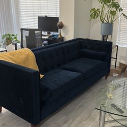 Modern Suede Dark Blue Couch