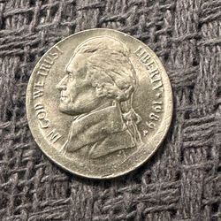 1989 P Jefferson Nickel With Braodstruck Error