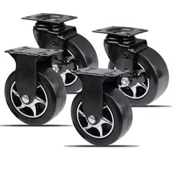 Everbilt 5 in. Black Tool Chest Caster Set 2 Rigid and 2 Swivel with Brake with 1300 lbs. Load Rating (4-Pack)