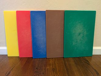 Commercial Grade Color-Coded Plastic Cutting Board Set (5 Pack)