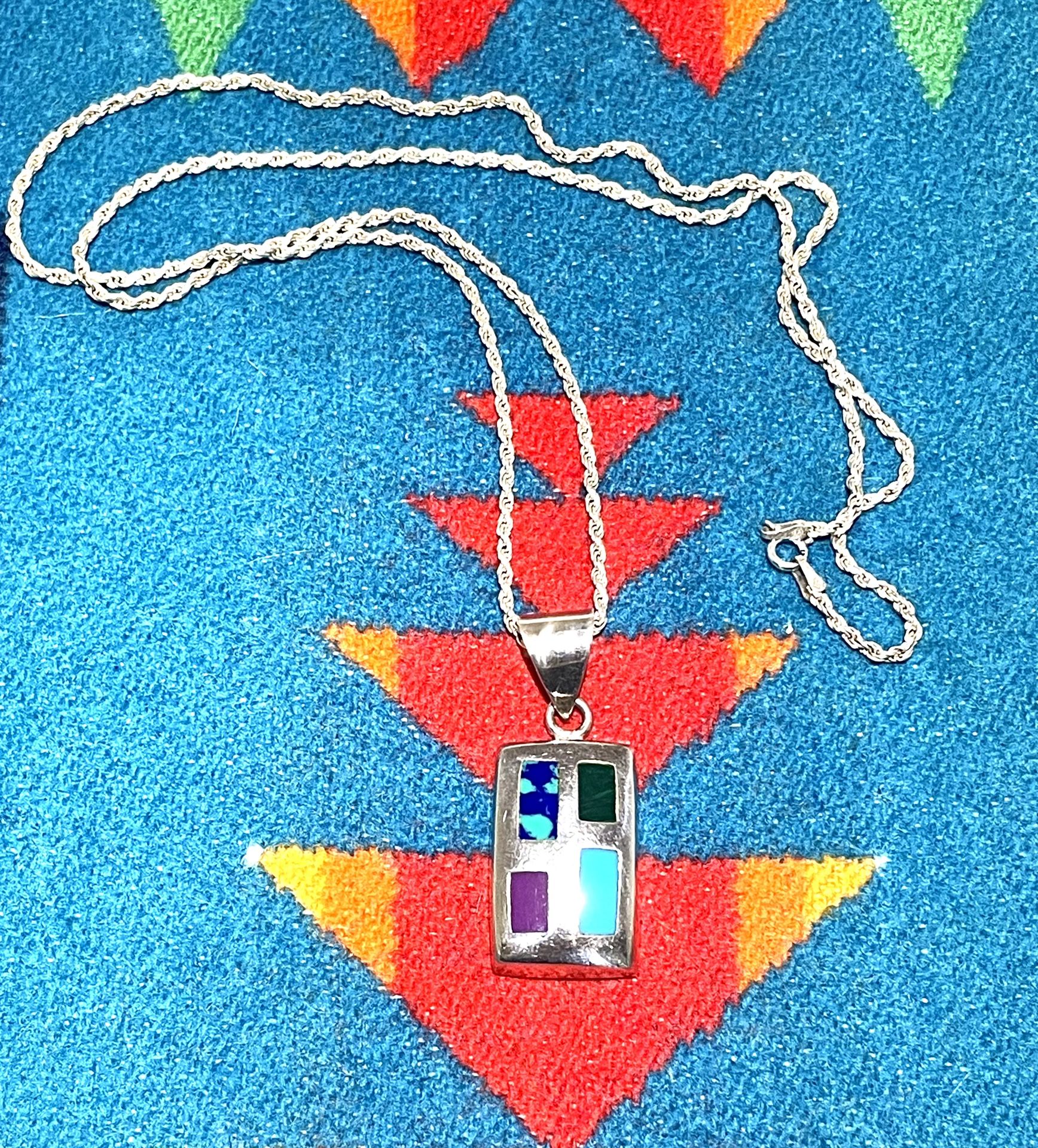 Sterling Inlaid Stone Southwest Necklace