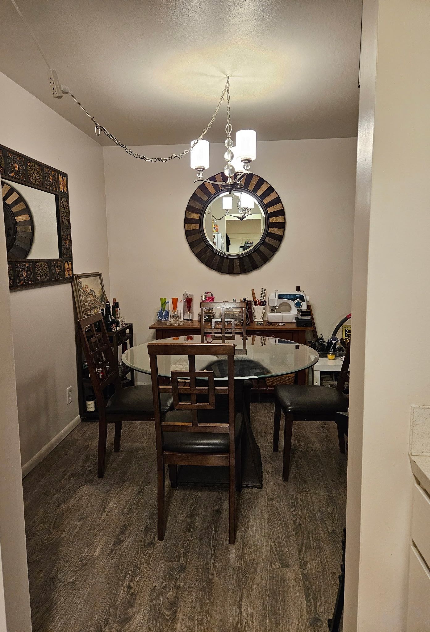 Glass Table Set With With Chairs And Mirror