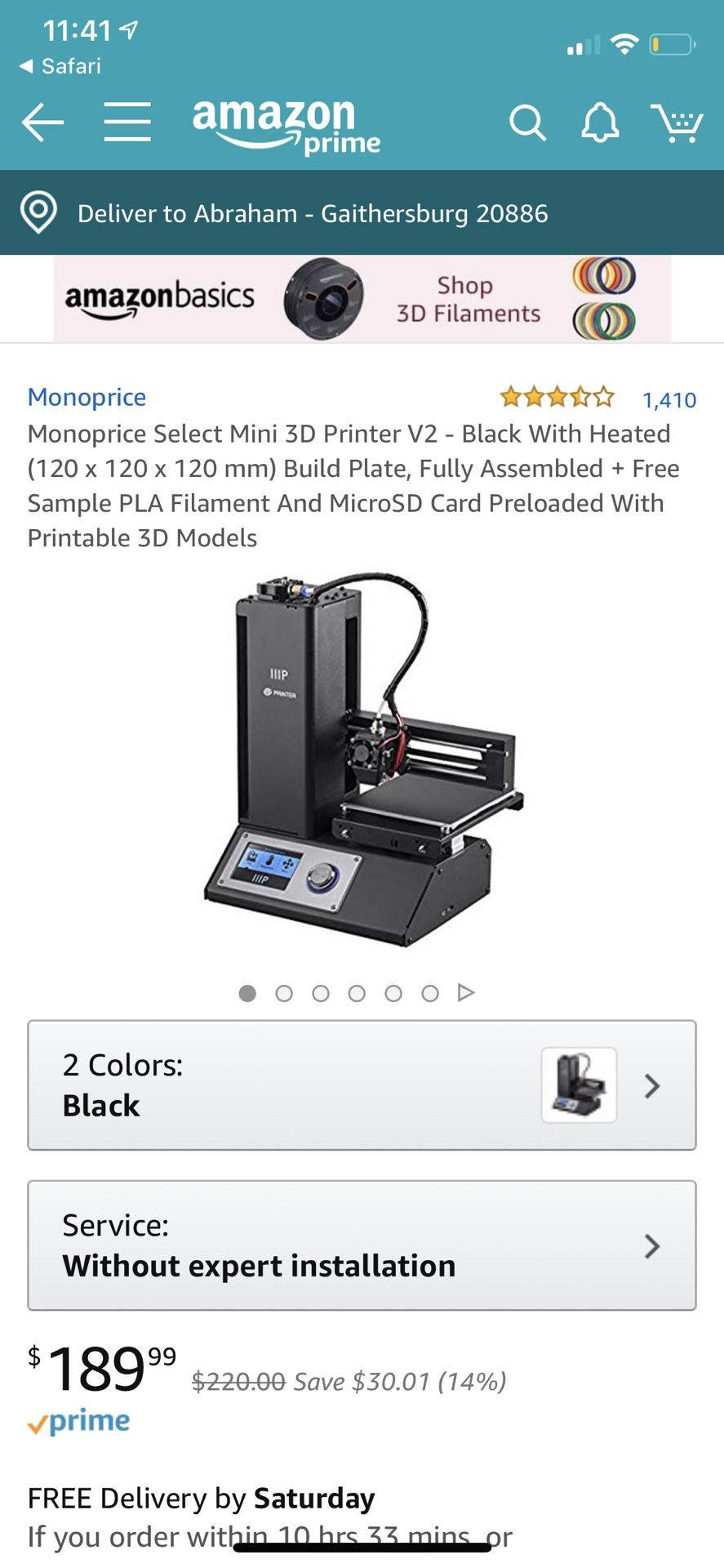 momentum Bliv overrasket helbrede Monoprice select mini 3D printer V2 WITH hatchbox PLA And MicroSD Card and  MicroSD adapter for Sale in Gaithersburg, MD - OfferUp
