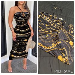 Brand New Black & Gold Dress 