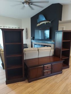 Dark Cherry Wood Entertainment Center Set