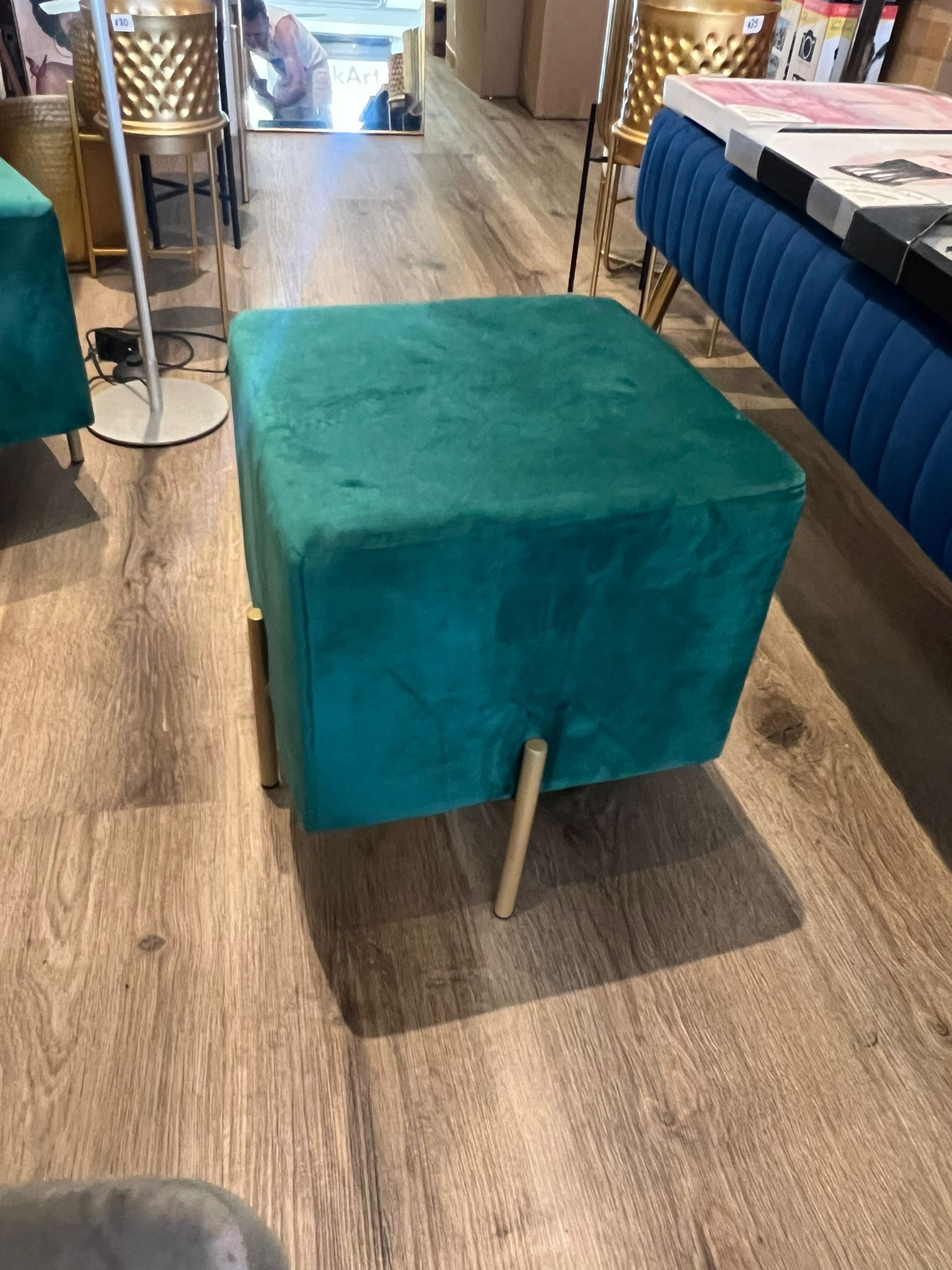 Dark Green Brand New Velvet Ottoman Square Foot Stool
