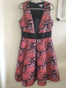 Eva Mendez Sleeveless Floral Textured Dress - Size 10