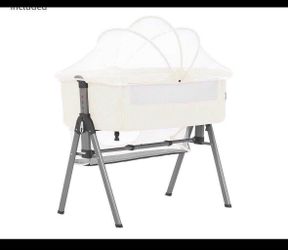 Dream On Me Lotus Bassinet And Bedside Sleeper In ivory, Lightweight And Portable Baby Bassinet, Adjustable Height Position, Easy To Fold And Carry Tr