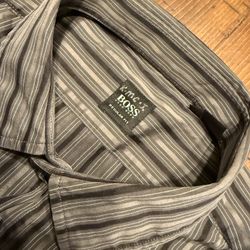 Hugo Boss Pinstripe Dress Shirt — Size Large