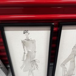 Set of 5 Modern Minimalist Framed Wall Art Prints (Black Frames)