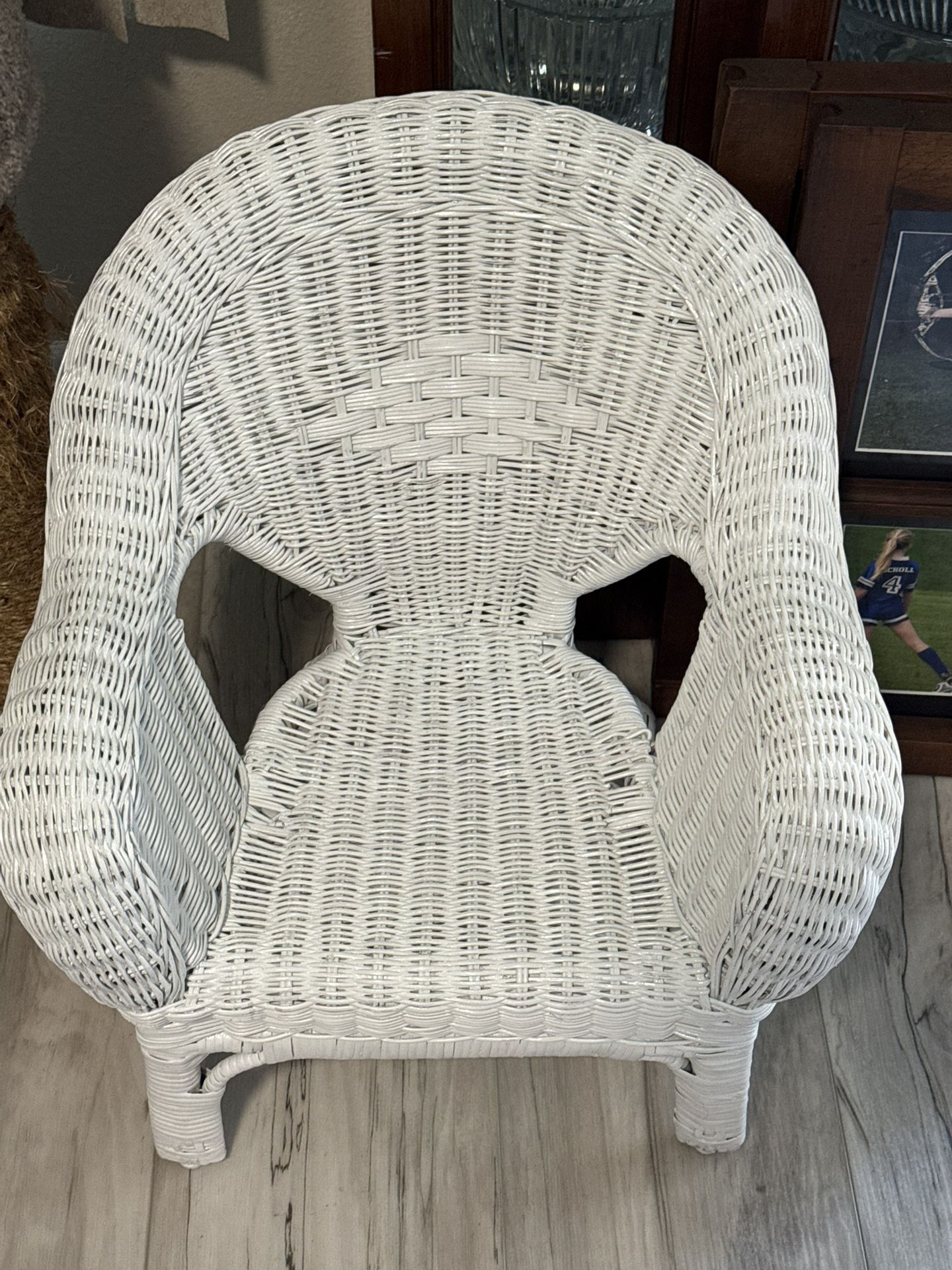 Vintage Child's White Wicker Armchair- Mint
