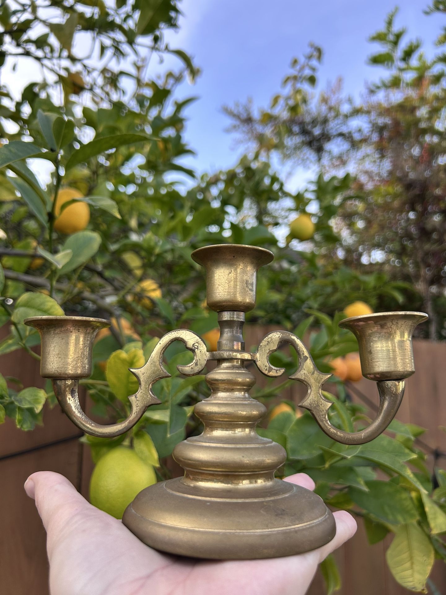 Vintage Brass 3-Arm Candelabra