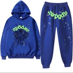 Blue Spider Graphic Hoodie & Jogger Set – Streetwear – Size M/L
