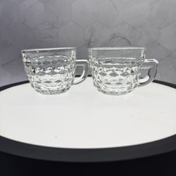 Set of (3) VINTAGE FOSTORIA GLASS AMERICAN CRYSTAL.  "D" HANDLED CUPS STRAIGHT RIM 3" DIAMETER PUNCH CUPS. 