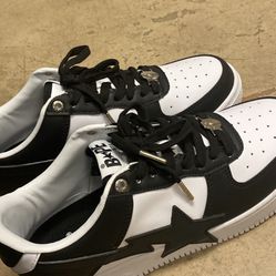 Leather classic comfortable low-top fashion skateb black and white /US9