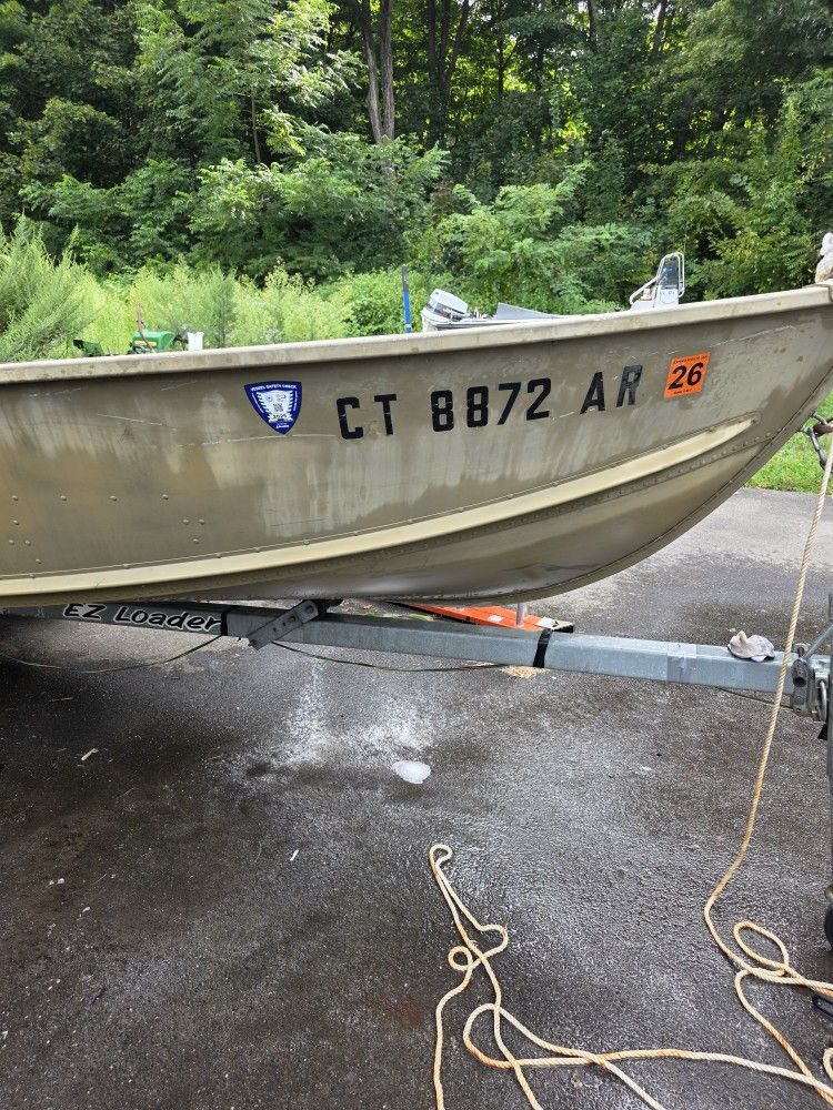 14 Ft Boat Aluminum A Craft Tailer Outboard
